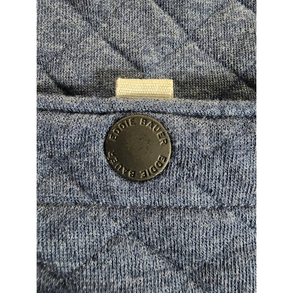 Eddie Bauer Quarter Zip Men TXL TALL XL Blue Quilted Mock Neck Pullover Cotton - Picture 6 of 9
